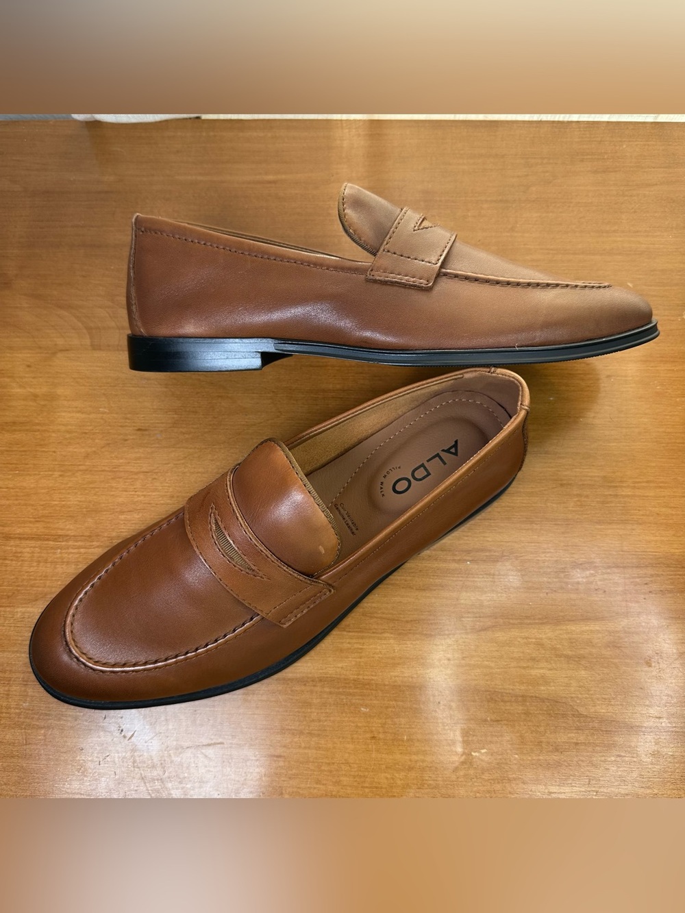 ALDO New Journey Penny Leather Loafers Congac/Brown Men’s 7 Unisex W-9